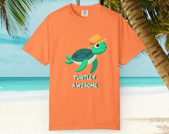 Turtley Awesome Turtle Graphic T-shirt, Beach Vibes Top
