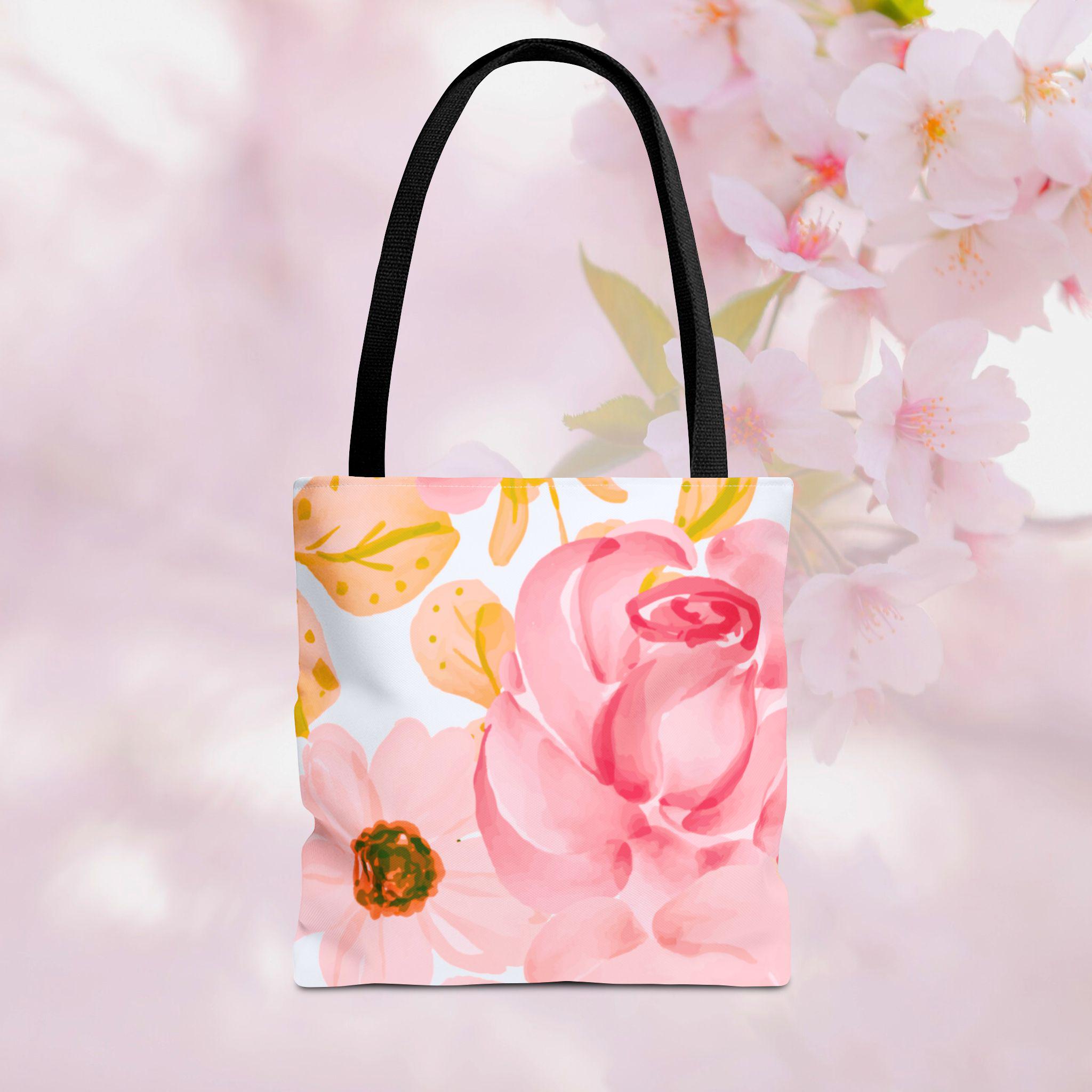 花柄トートバッグ：ヴィンテージピンクのバラのデザイン - Etsy 日本