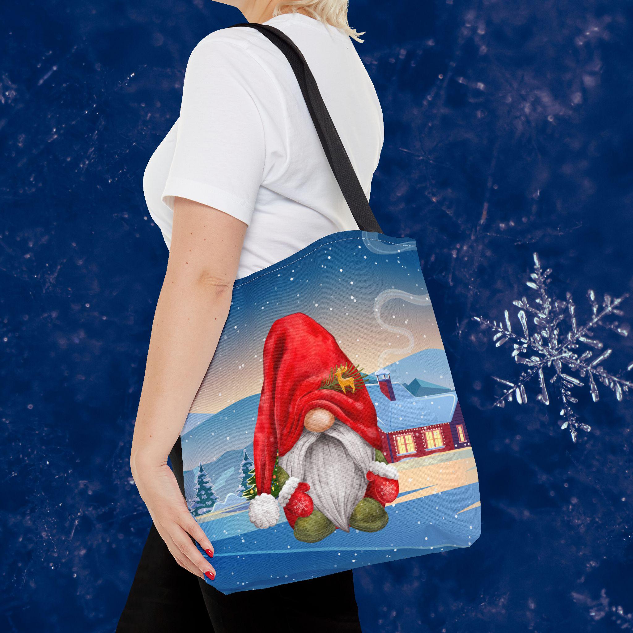 Borsa Tote In Tela Riutilizzabile Con Stampa Gnomi Natalizi - Leggera, Lavabile, Perfetta Per La Spesa E Come Regalo