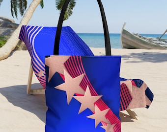 Americana strandväska, stjärnor och ränder, 4 juli-väska