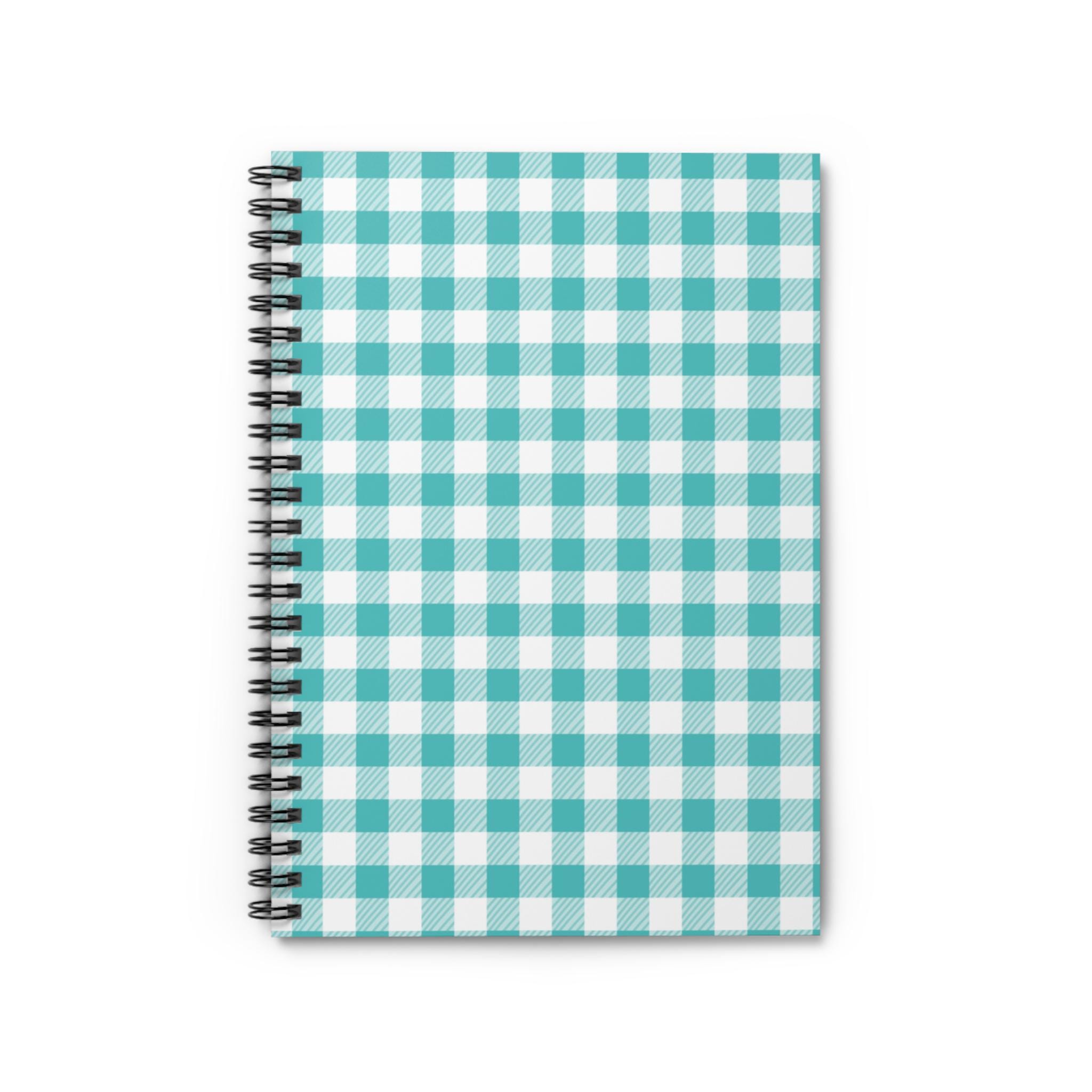 Turquoise Checked Spiral Notebook - Ruled Line - Etsy