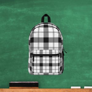 Black and White Plaid Backpack Back to School