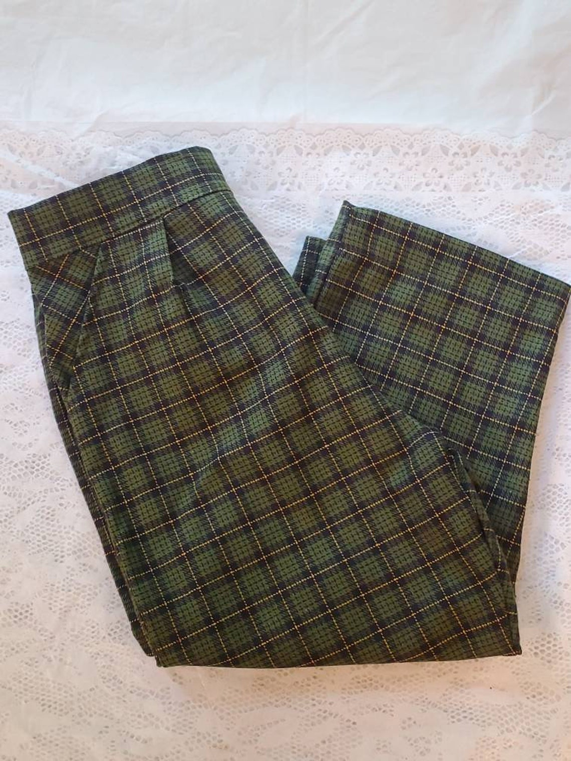 Boys Green Plaid Pants With Pockets - Etsy