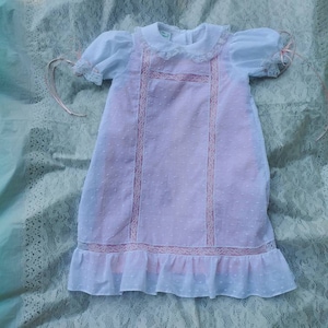 Girls heirloom dress in Swiss dot with pink slip