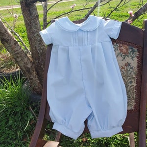 Boys blue batiste romper, summer bubble