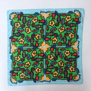 Vintage90s Art / Fish /Flower Handkerchief