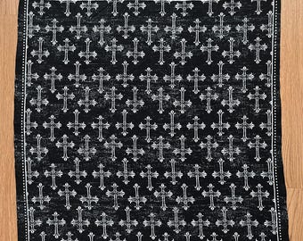 Vintage Cross Y2K  Black Bandana Handkerchief
