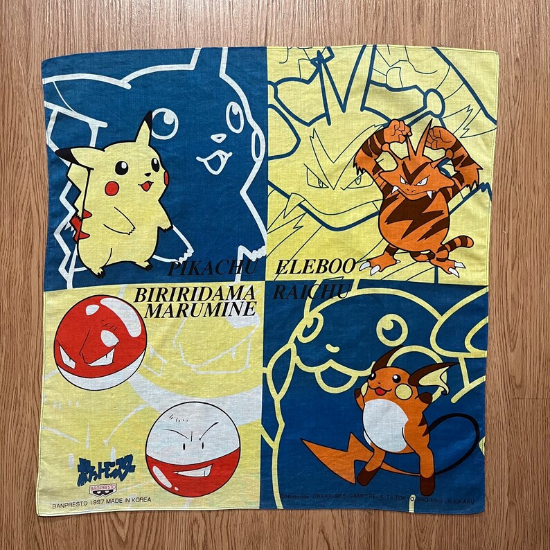 Eleboo Vintage1997s Pokemon Handkerchief - Etsy