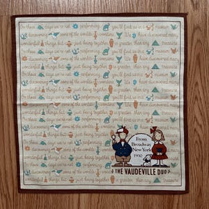 Vintage90s The vaudeville duo Eddy and Emmy Handkerchief