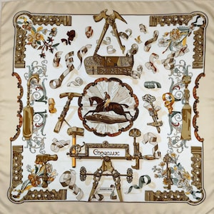 Vintage Hermes Paris Copeaux Latham Silk Scarf