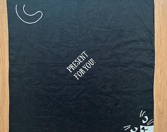 Vintage Cat Present For you / Black cat Handkerchief