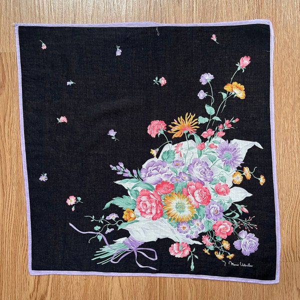 Vintage Mario valentino Flower / Art Handkerchief