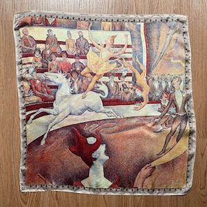 Vintage90s Seurat Circus paintings Art Handkerchief