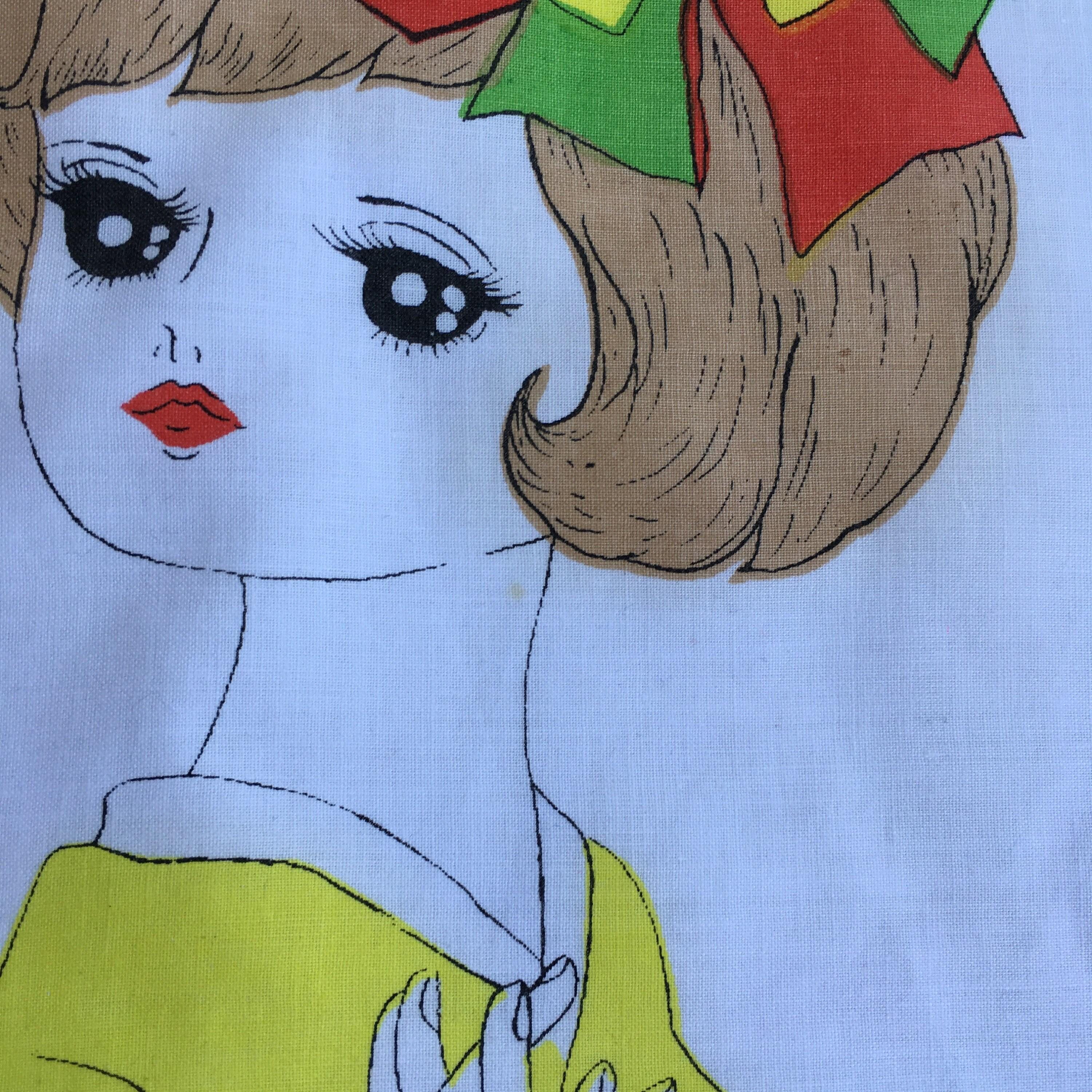 Vintage90s Girl Kimono Cartoon / Anime Handkerchief - Etsy