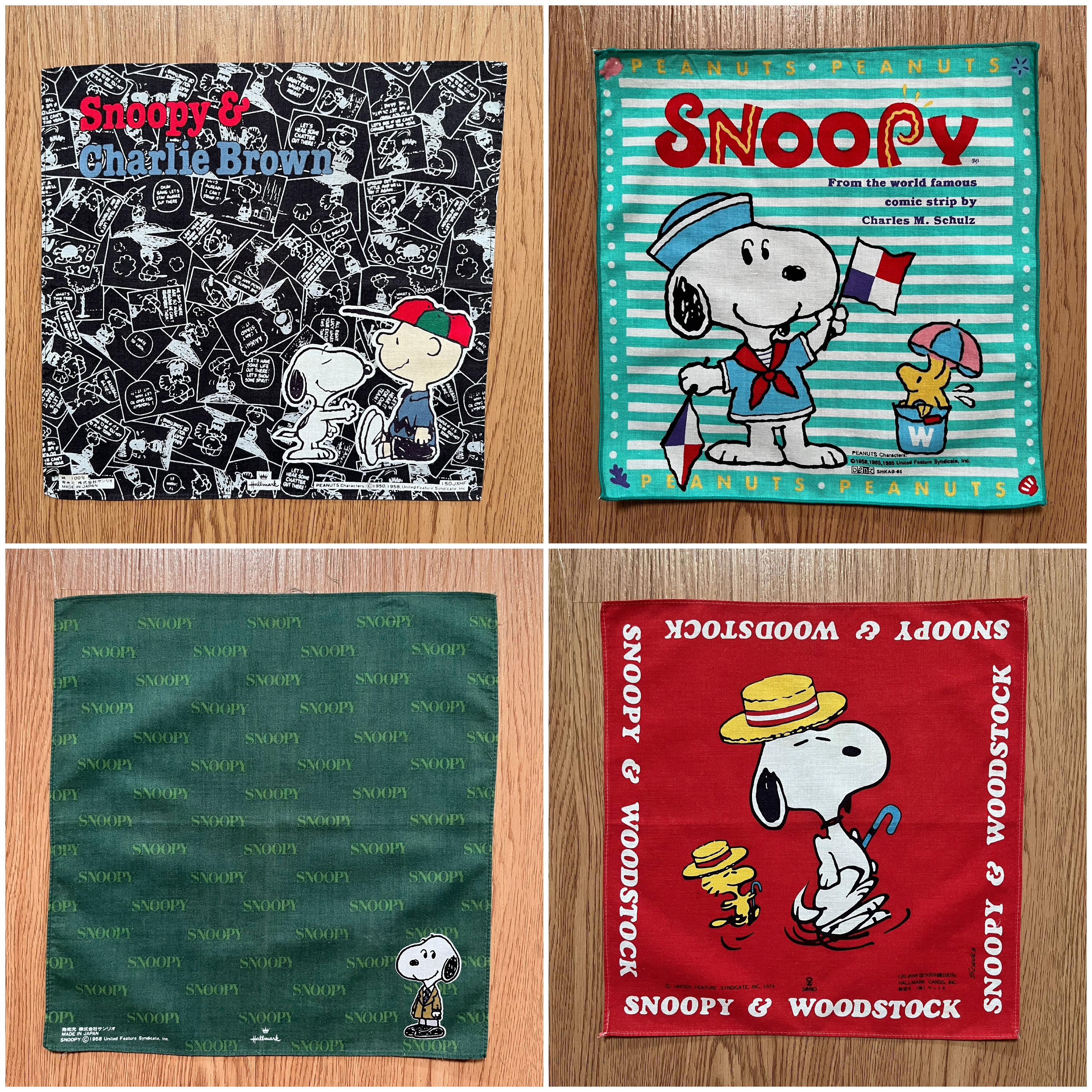 90s80sスヌーピーPEANUTSスカーフvintageヴィンテージ Vintage90s Snoopy and Friends Handkerchief - Etsy