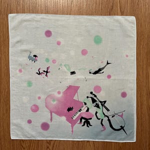 Vintage Art Music Piano Handkerchief