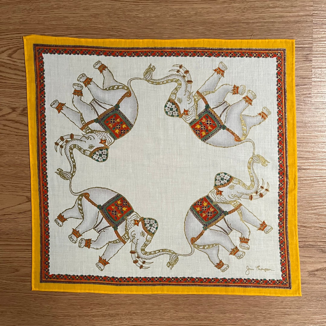 Carré De Soie Jim Thompson Thaïlande 83x80 Cm Motif éléphant - Neuf Dans Sa Pochette