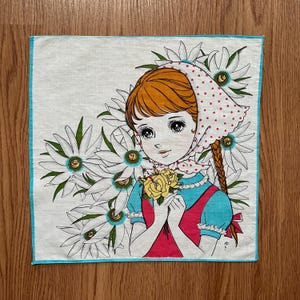 Vintage Girl Cartoon / Anime Handkerchief