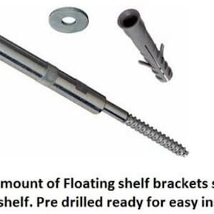 May include: Silver metal screw with a pre-drilled hole and a silver metal washer. A grey plastic wall anchor is also included.