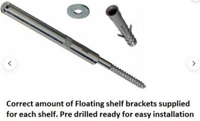 May include: Silver metal screw with a pre-drilled hole and a silver metal washer. A grey plastic wall anchor is also included.