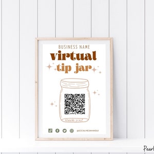 Virtual TipJar Template, Printable, Multi Payment Sign, QR Code Sign, Tips Accepted, Canva Template, Instant Download, Editable- Boho Feels