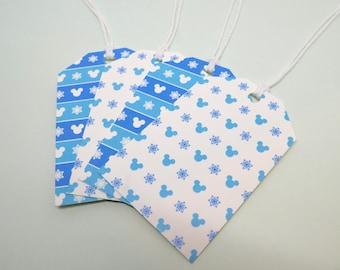 Disney Inspired Christmas Gift Tags | Blue & White Snowflakes