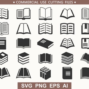 Boeken SVG, BOEKEN Svg gesneden bestanden voor Cricut, Boek Svg gesneden bestanden, Boeken Silhouet, Stapel boeken Svg, Open boek SVG, Bibliotheek Svg, School Svg