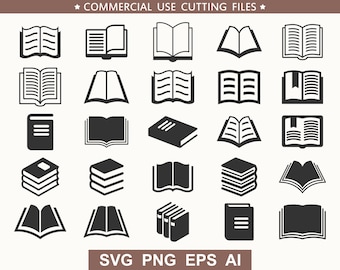 Books SVG, BOOKS Svg cut files for Cricut, Book Svg cut files, Books Silhouette, Stack of books Svg, Open book SVG, Library Svg, School Svg
