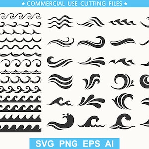 Wave Bundle SVG, PNG, Digital Cut File, Commercial Use, Instant Download, Ready to Cut, Wave Svg, Wave Cut File, Drop Svg, Wave Vector