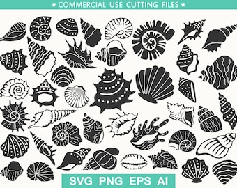 Seashell SVG Bundle, Seashell PNG Bundle, Shell Clipart, Shell SVG Cut Files for Cricut, Seashell Silhouette, Sea items svg, Shell svg