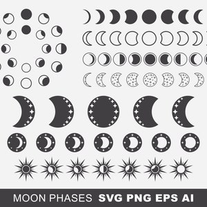 Moon clipart Moon phase svg Moon svg Moon vector Moon phases svg Moon png Celestial svg Crescent moon svg Full moon svg Lunar svg