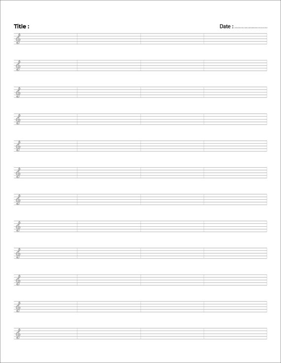 Blank Sheet Music Score Paper Sheet Music Writing Music Etsy