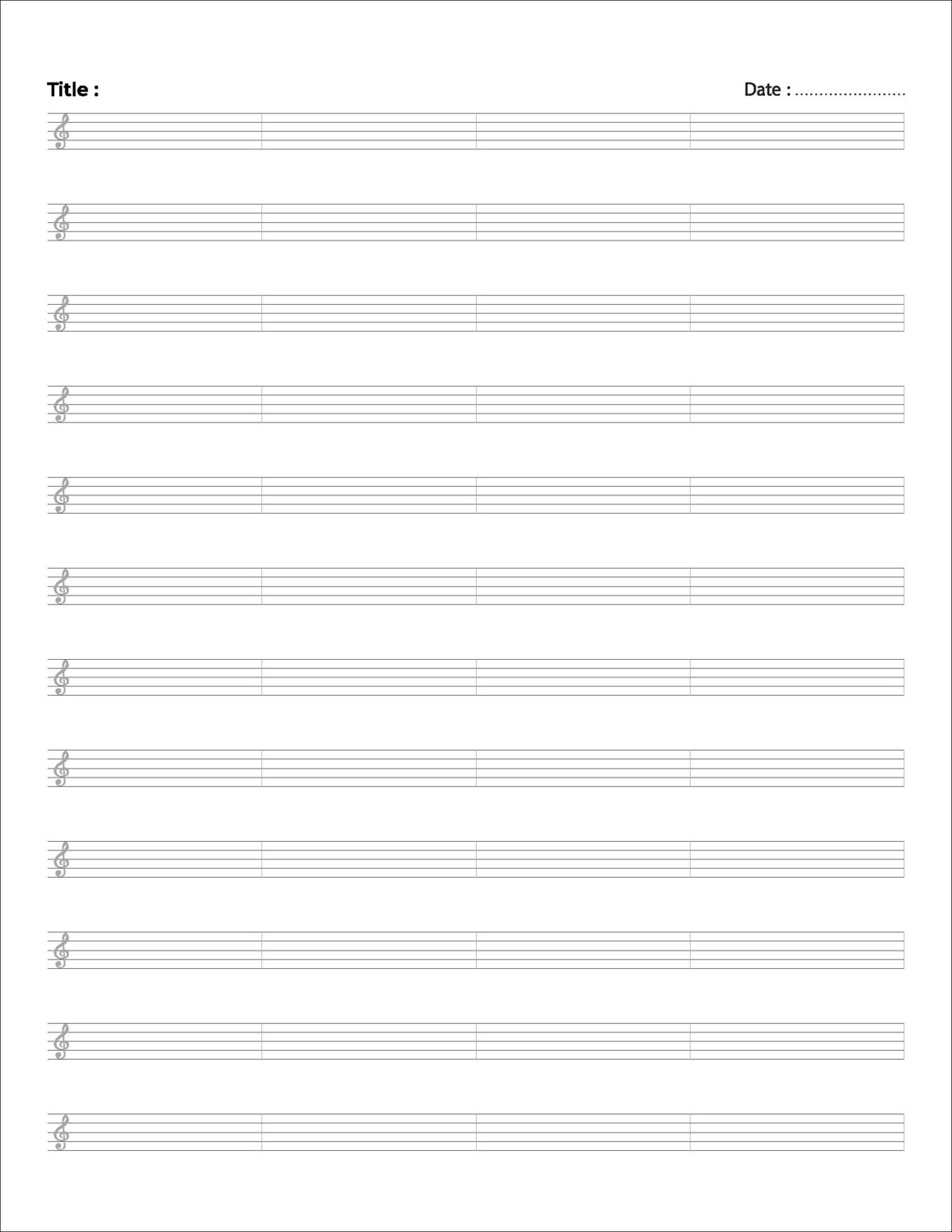 Blank Sheet Music Score Paper Sheet Music Writing Music Original Score