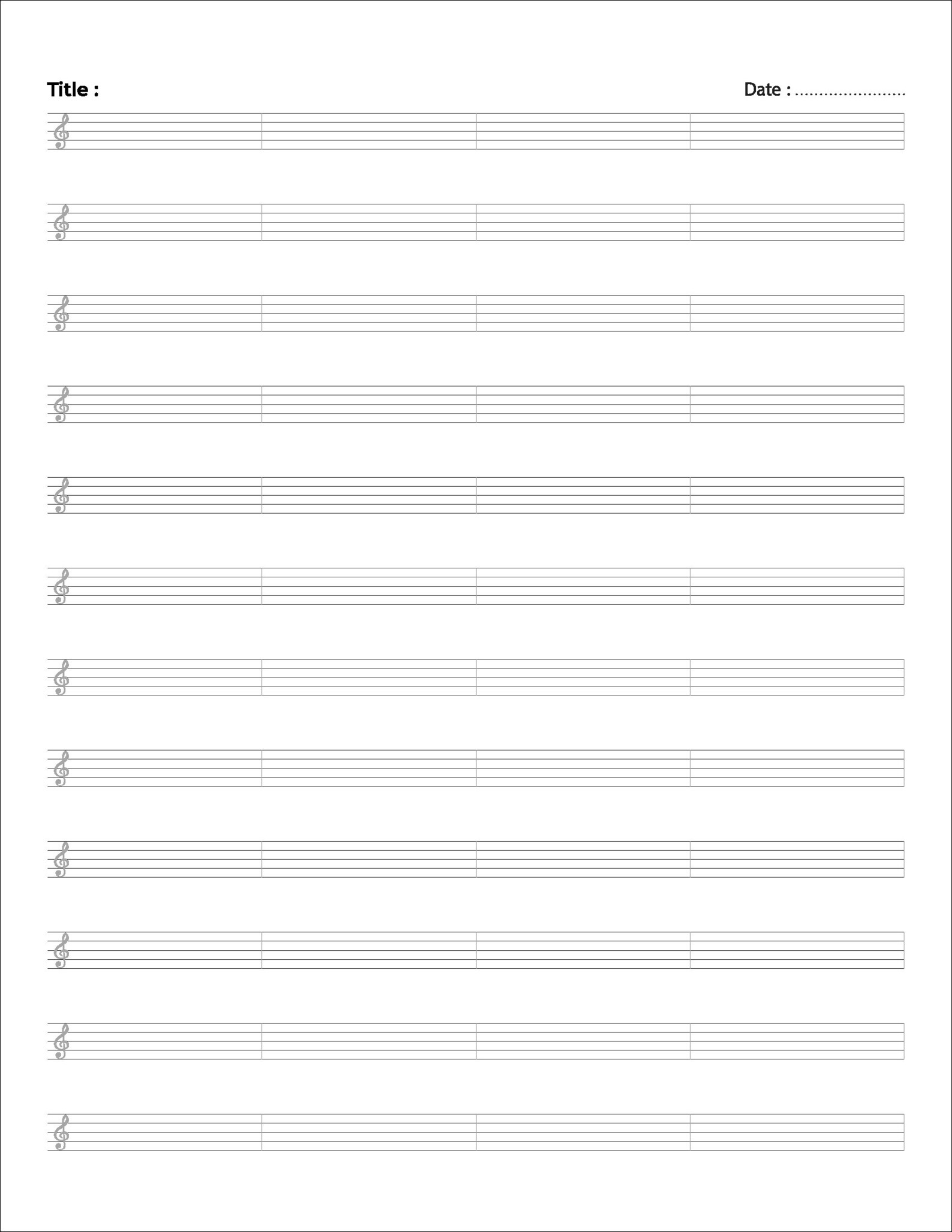 Blank Sheet Music Score Paper Sheet Music Writing Music Original Score