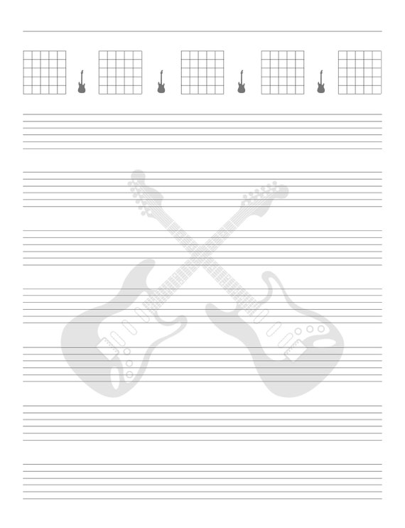 Printable Guitar Tabs Blank Guitar Tabs Guitar Sheet Music Etsy