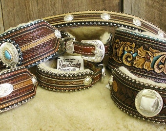 Custom Leather Collars w Silver Can be Personalized
