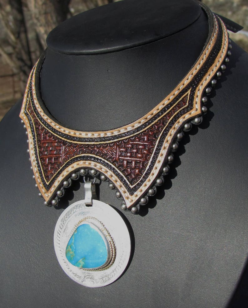 Custom Leather Neck Pieces W Removable Pendants Etsy