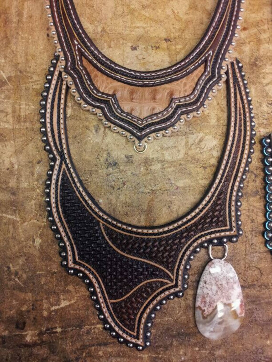 Custom Leather Neck Pieces W Removable Pendants Etsy