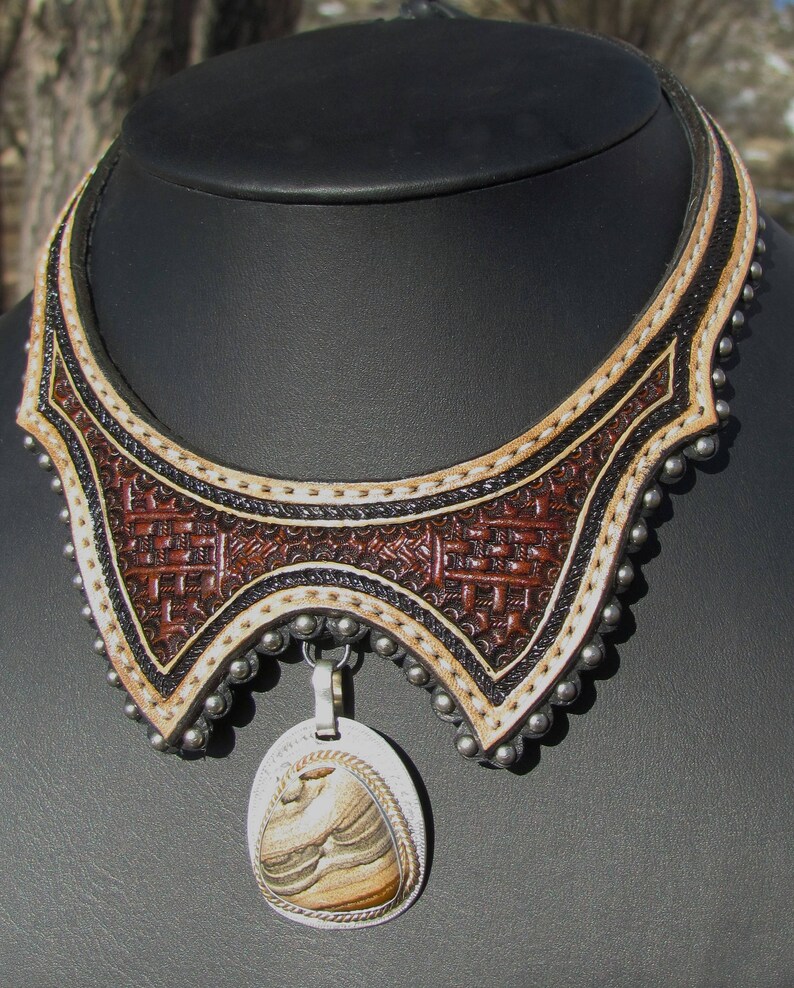 Custom Leather Neck Pieces W Removable Pendants Etsy