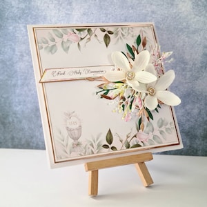 Erstkommunion/Konfirmation handgemachte Karte. Wunderschöne, zarte und einzigartige Karte für besonderes Kind. Handgemacht mit Sorgfalt und Liebe.