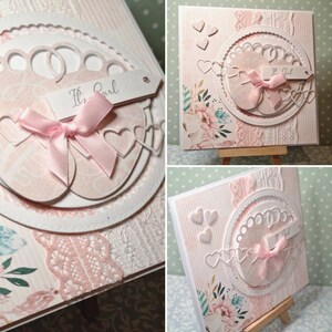 Tarjeta de bienvenida hecha a mano para bebés de lujo.  Hermosa tarjeta delicada para la niña. Hermosa tarjeta rosa para niña.   Bautismo de niña.