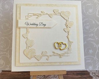 Elegant cream Wedding card handmade in Ireland.