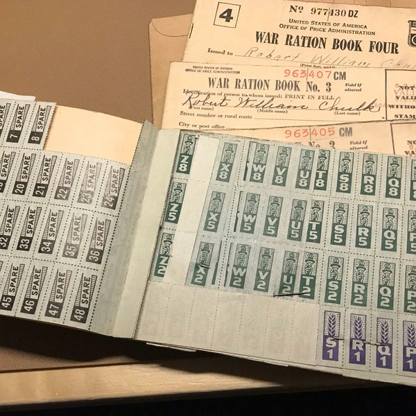 WWII Rations Books & Stamps - 1940's