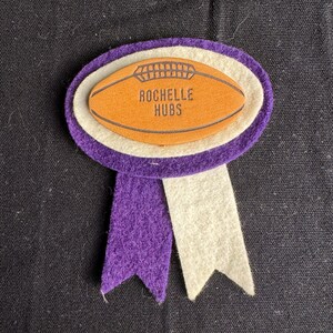 Rochelle Hubs - Felt Football Ribbon - Vintage - 1960s