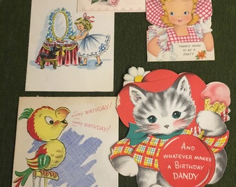 Children's Cards - Vintage - lot of 5 - 1950s