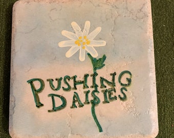 Pushing Daisies - Tile Coaster - Handpainted