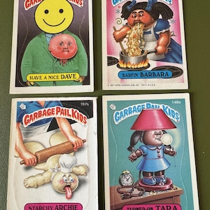 Garbage Pail Kids - Have A Nice Dave 278a, Barfin' Barbara 251a, Starchy Archie 197b, Turned-On Tara 148a - Veel (4) - Vintage - jaren 80