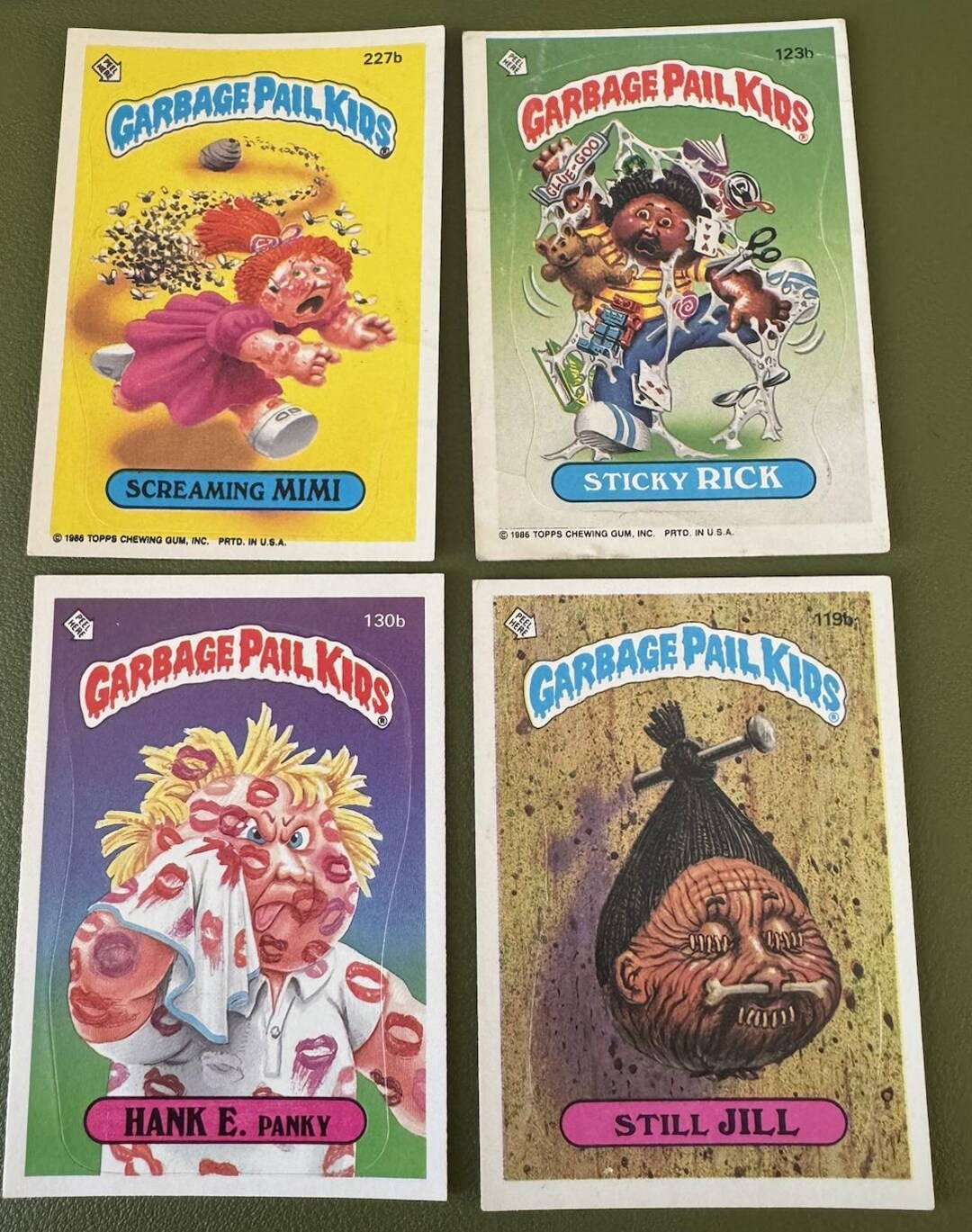 Sticky Ricky Garbage Pail Kid Topps - Garbage Pail Kids - Screaming Mimi 227b, Sticky Rick 123b, Hank ...