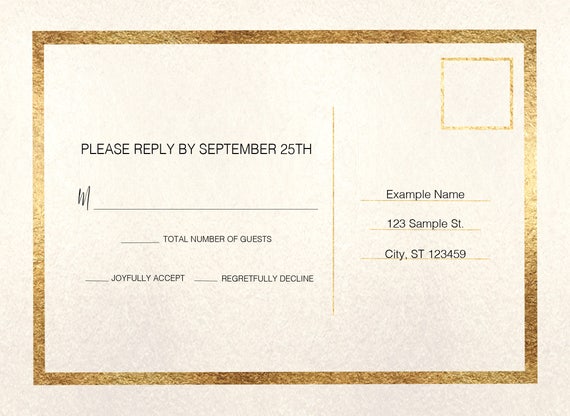 gold rsvp cards rsvp cards sample