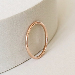 Dainty 9k rose solid gold ring . Thin Delicate stackable bands . Stacking ring or Wedding band . Christmas Gift ideas for women SAMENA image 1